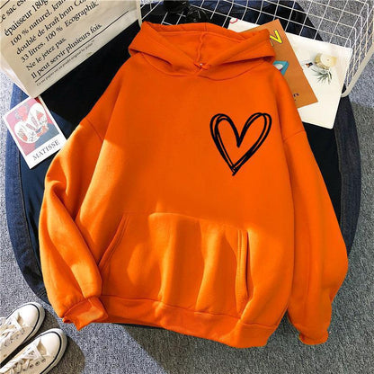 Damen Kapuzenpullover Herzmotiv Norvielle