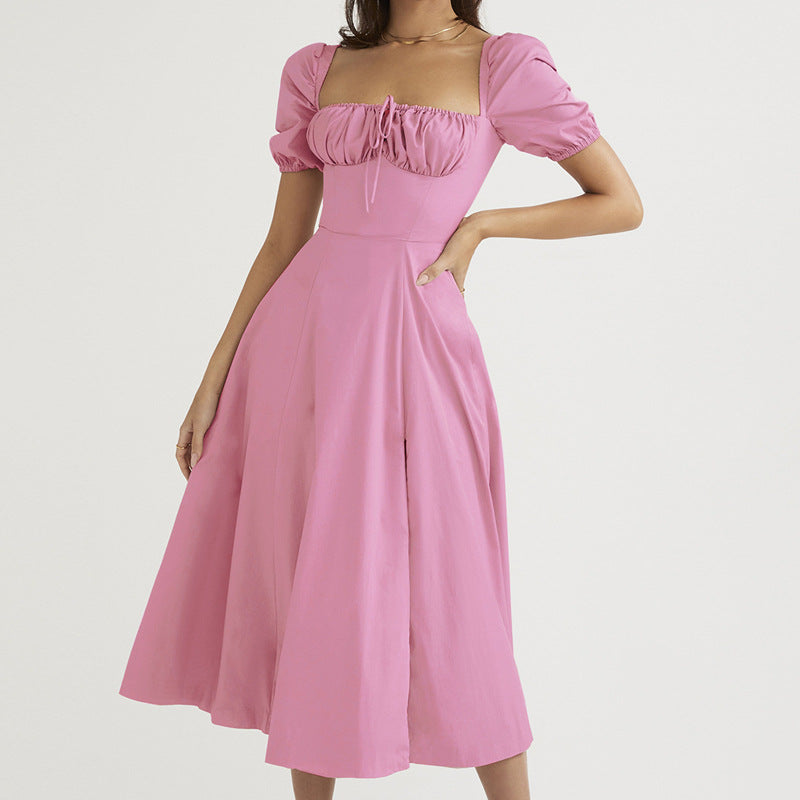 Damen Maxikleid Schulterfrei Voluminöse Puffärmel Norvielle