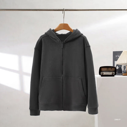 Damen Fleece-Hoodie Durchgehender Reißverschluss Kängurutaschen