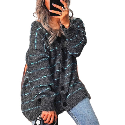 Damen Strickjacke Kontraststreifen Norvielle
