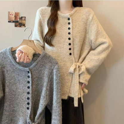 Damen Strickjacke mit Bindeband und Knöpfen Norvielle