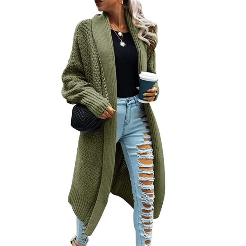 Damen Strickcardigan Grobstrick Elegantes Design Beige Norvielle