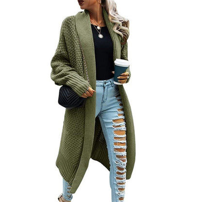 Damen Strickcardigan Grobstrick Elegantes Design Beige Norvielle
