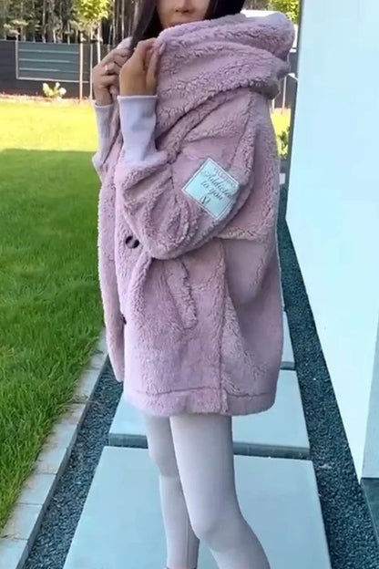 Damen Teddyfelljacke Klassischer Kragen Praktische Taschen Norvielle