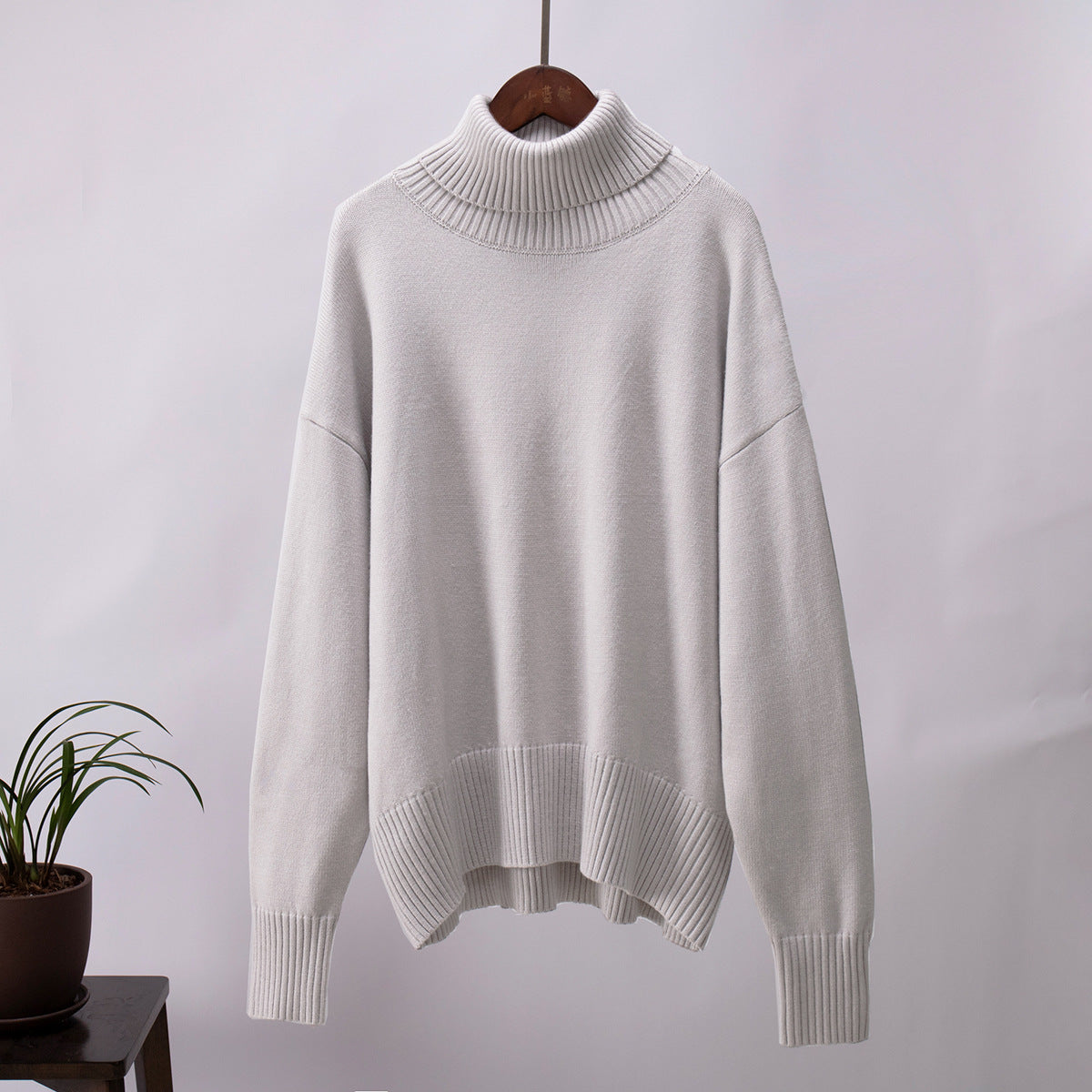 Damen Strickpullover Lässig Warm Gerippter Saum
