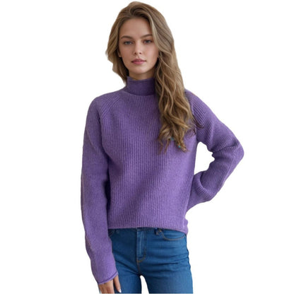 Damen Rollkragenpullover Weicher Grobstrick Beige