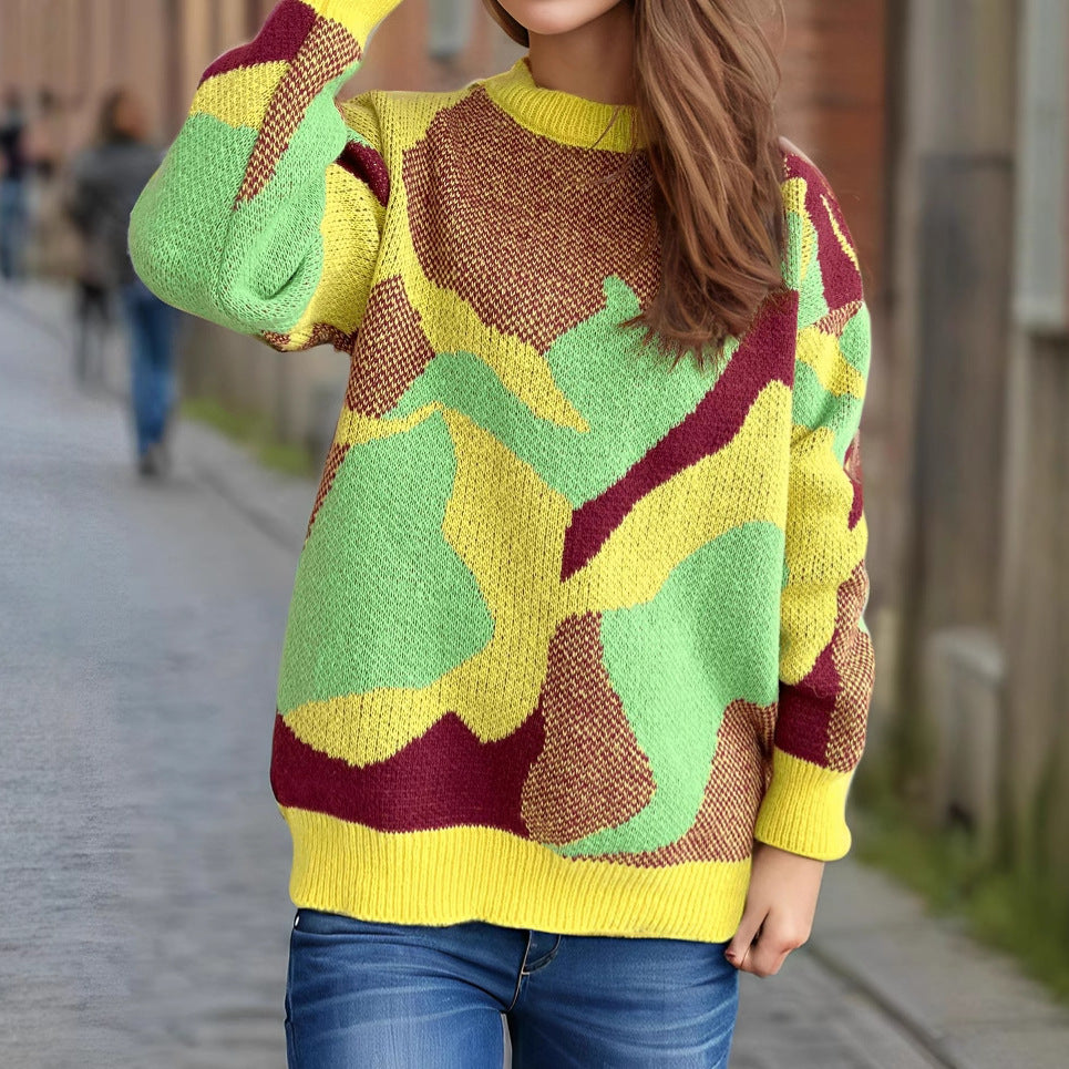 Damen Pullover Lässiger Schnitt Expressives Muster Norvielle