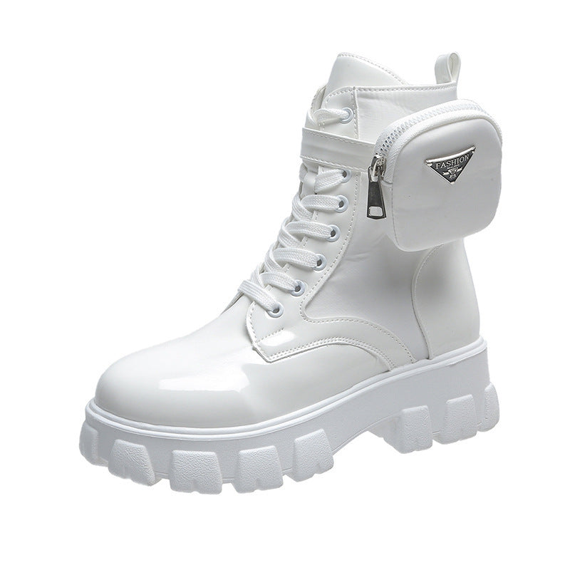 Damen Stiefel mit Tasche und auffälliger Sohle