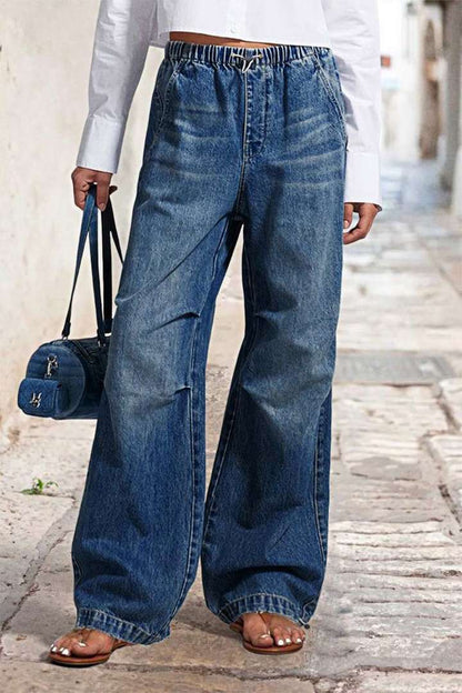 Damen Weite Jeanshose Lässiger Urban-Stil Bequem