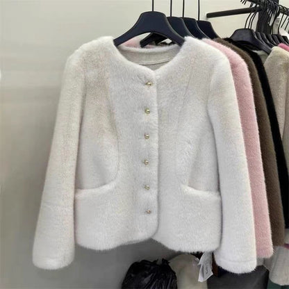 Damen Fleecejacke Kuschelig Knopfdesign Norvielle