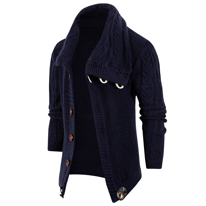 Herren Strickcardigan Schalkragen Große Holzknöpfe Beige