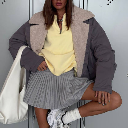 Damen Oversized Jacke Teddyfutter Norvielle