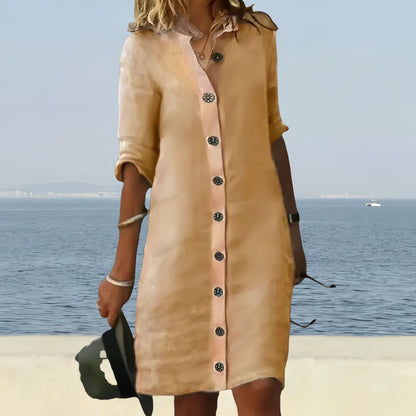Damen Hemdblusenkleid mit Knöpfen Lässiger Schnitt Norvielle