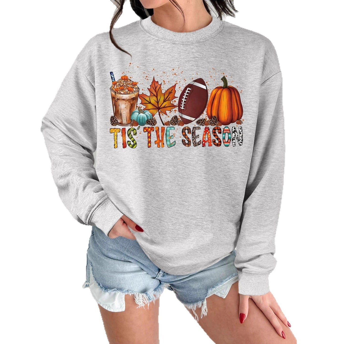 Damen Sweatshirt Herbstlich Motiv Lässiger Schnitt Norvielle