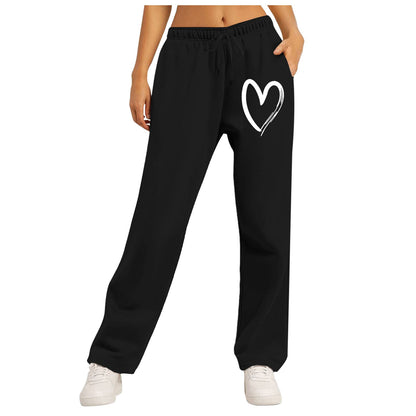 Damen Freizeithose Elastischer Bund Herzmotiv Norvielle
