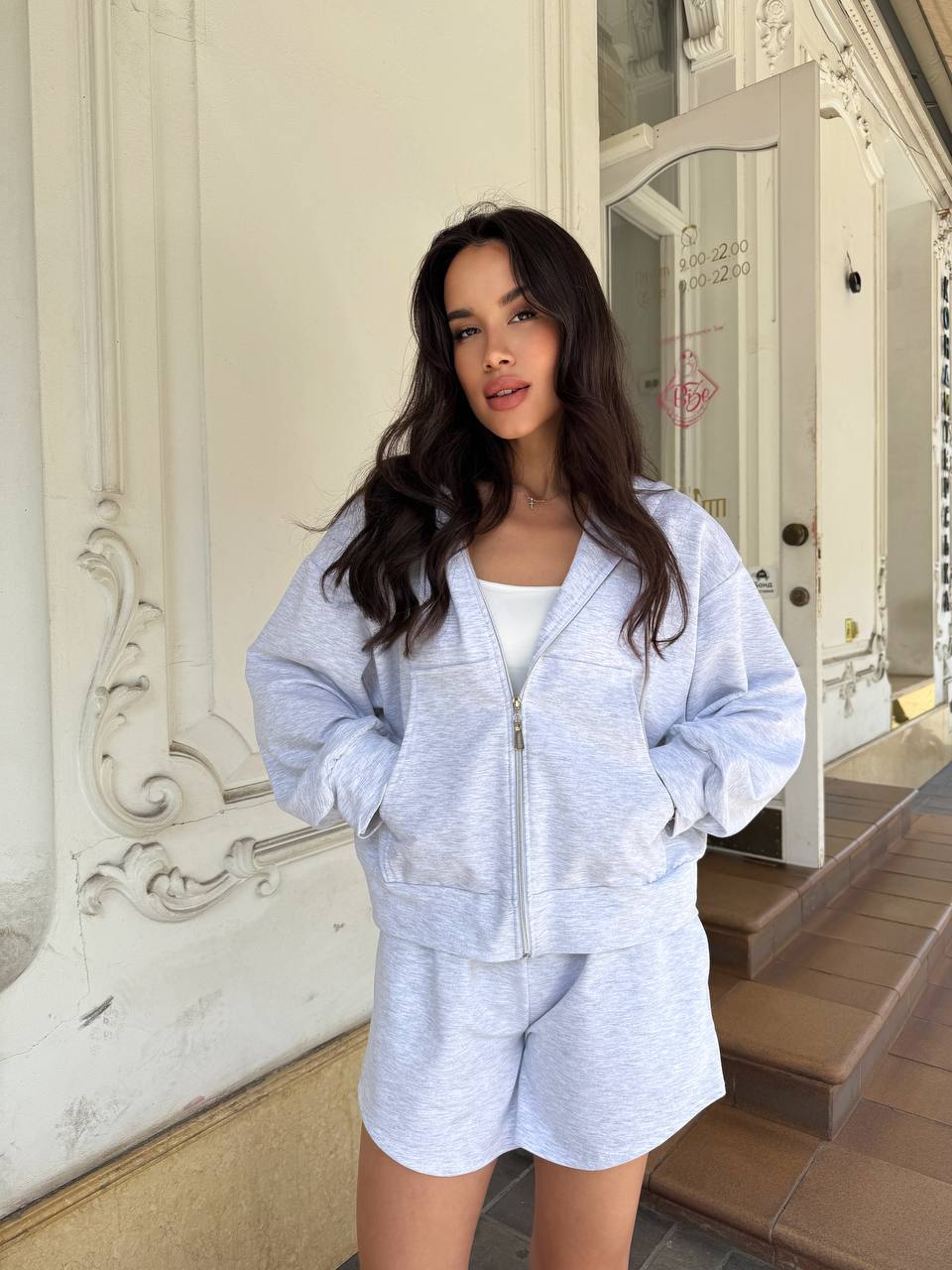 Damen Hoodie Shorts Set Lässig Norvielle