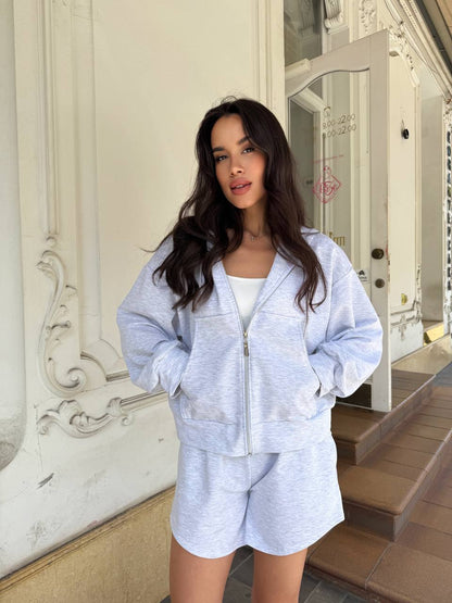 Damen Hoodie Shorts Set Lässig Norvielle