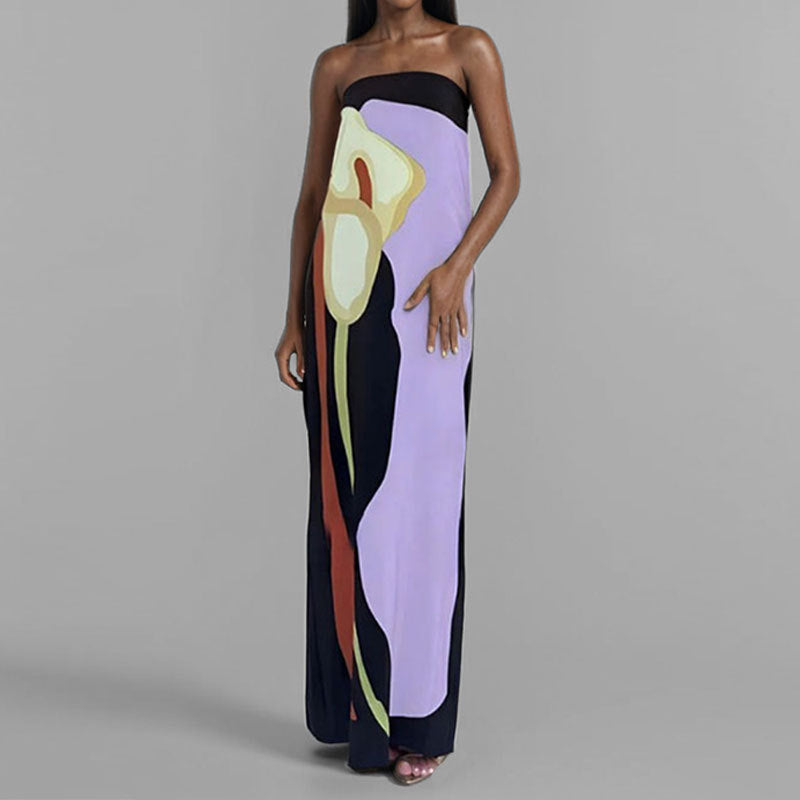 Damen Maxi-Kleid Moderner Kunststil Norvielle