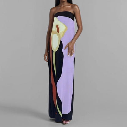 Damen Maxi-Kleid Moderner Kunststil Norvielle