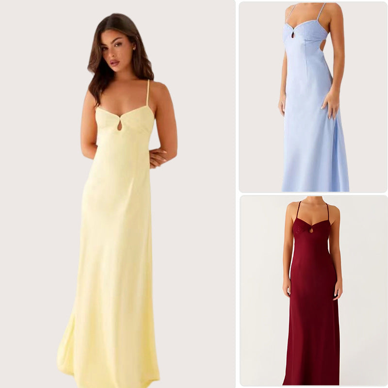 Damen Abendkleid Spaghettiträger Elegant Schlitz Norvielle - Norvielle