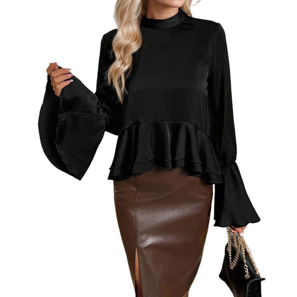 Damen Bluse Weite Ärmel Rüsche Norvielle