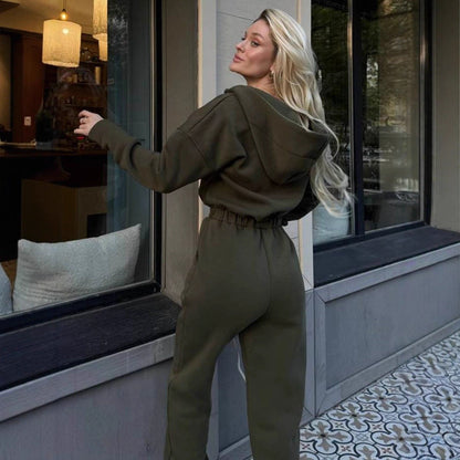 Damen Kapuzenanzug mit Reißverschluss und Taschen Norvielle