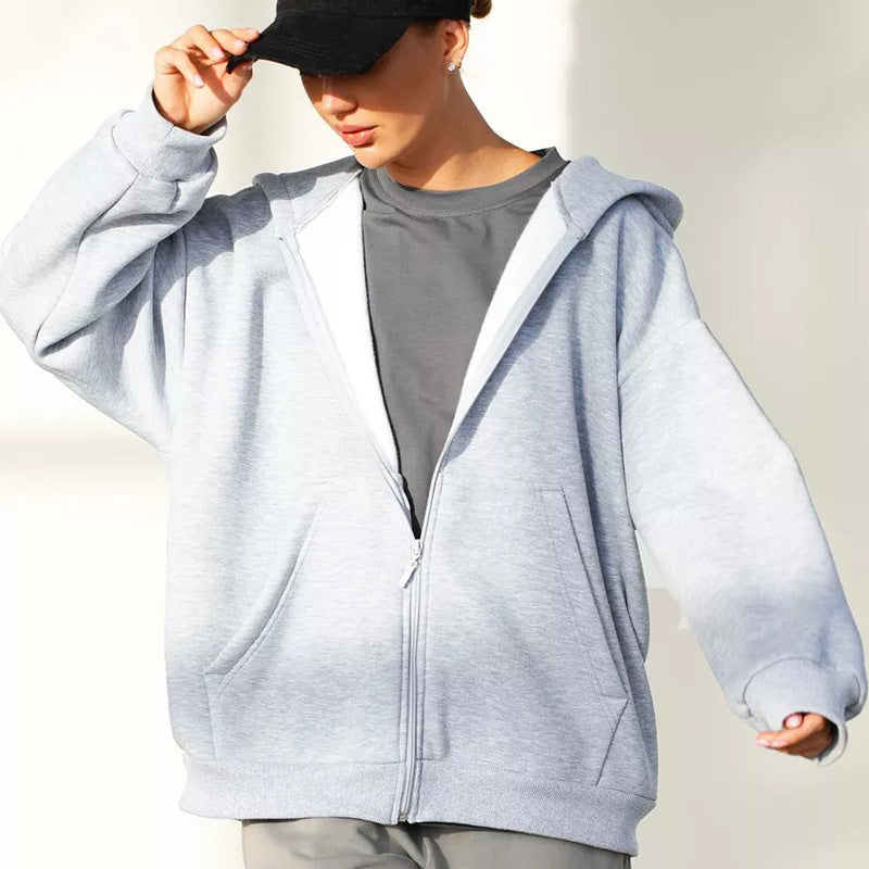 Damen Kapuzenpullover Lässig Reißverschluss Große Taschen Norvielle