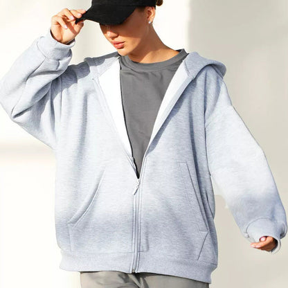 Damen Kapuzenpullover Lässig Reißverschluss Große Taschen Norvielle