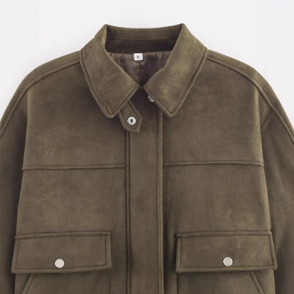 Damen Kurzjacke Kunstleder Weich