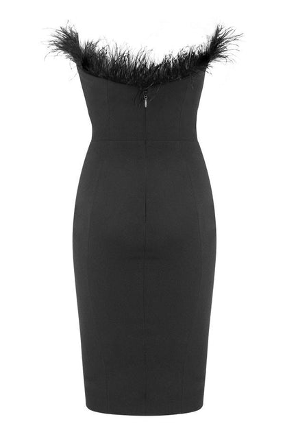 Damen Cocktailkleid Federnausschnitt Figurbetont Norvielle