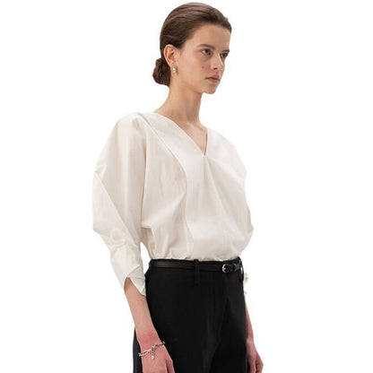 Damen Bluse V-Ausschnitt Voluminöse Ärmel Norvielle