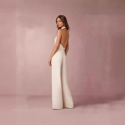 Damen Jumpsuit V-Ausschnitt Weites Bein Norvielle