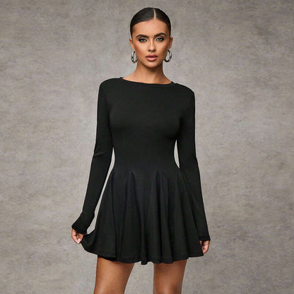 Damen Mini-Kleid Puffärmel Schwingrock Norvielle - Norvielle