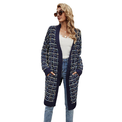 Damen Strickjacke Bunt Struktur Optik Fransen Abschluss