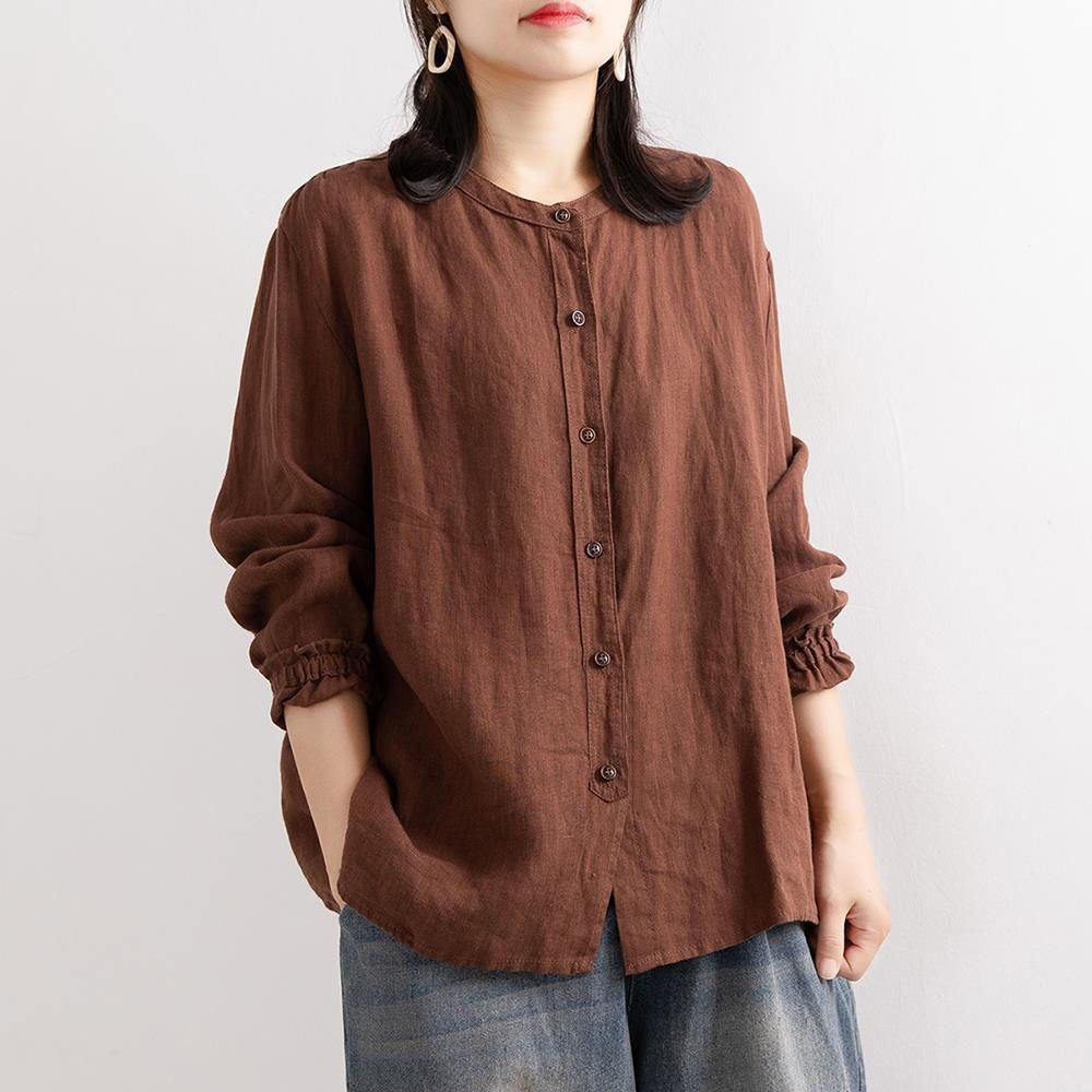 Damen Bluse Lockere Passform Knöpfe Norvielle