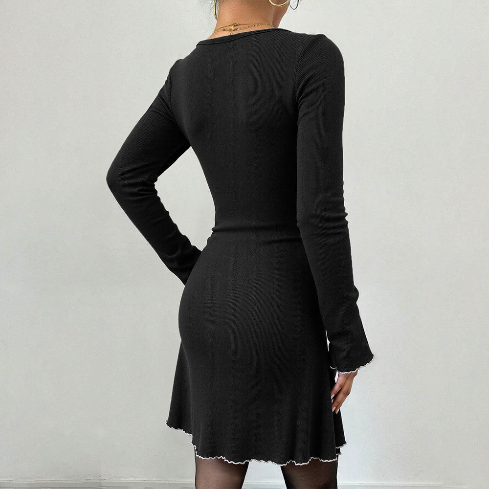 Damen Minikleid Rüschendetails Schleifendekor Norvielle