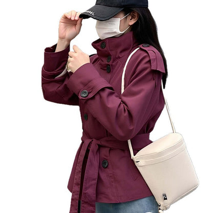Damen Langjacke Norvielle Hochkragen Taillengürtel