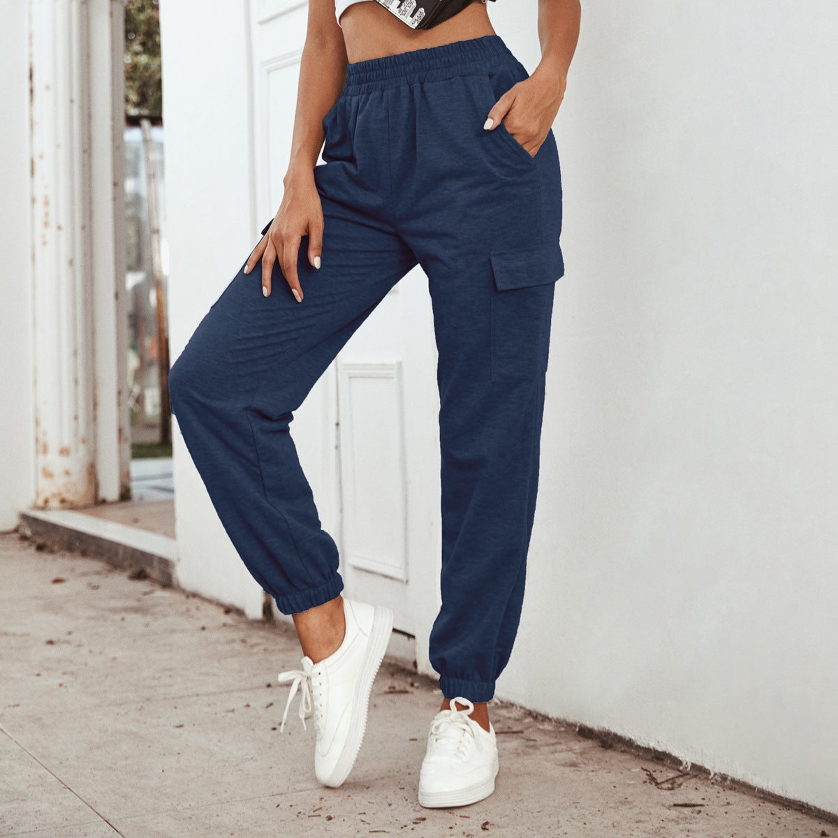 Damen Cargo-Hose Elastischer Bund Praktische Taschen Norvielle