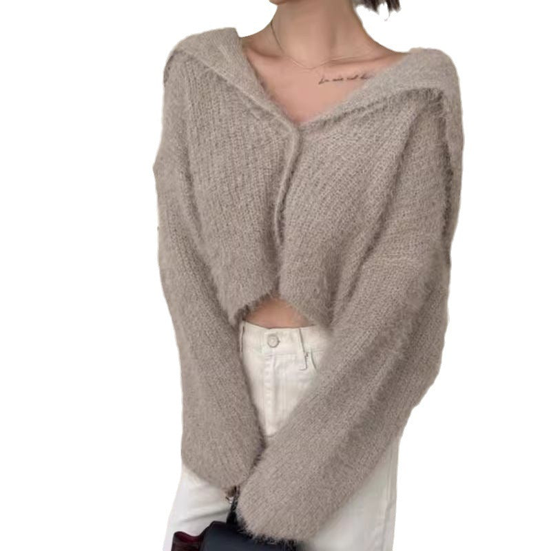 Damen Strickjacke Kapuze Norvielle
