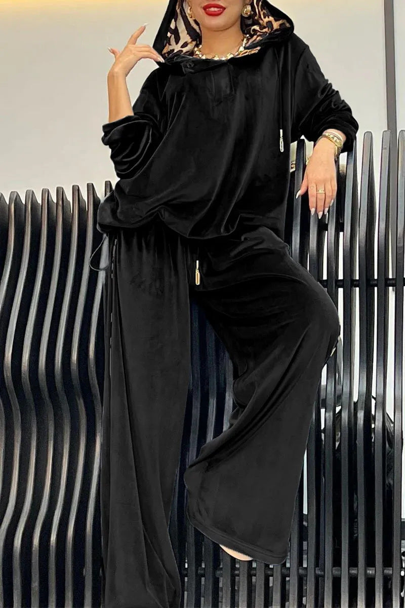 Damen Lounge-Anzug mit Kapuze Satin-Finish Norvielle