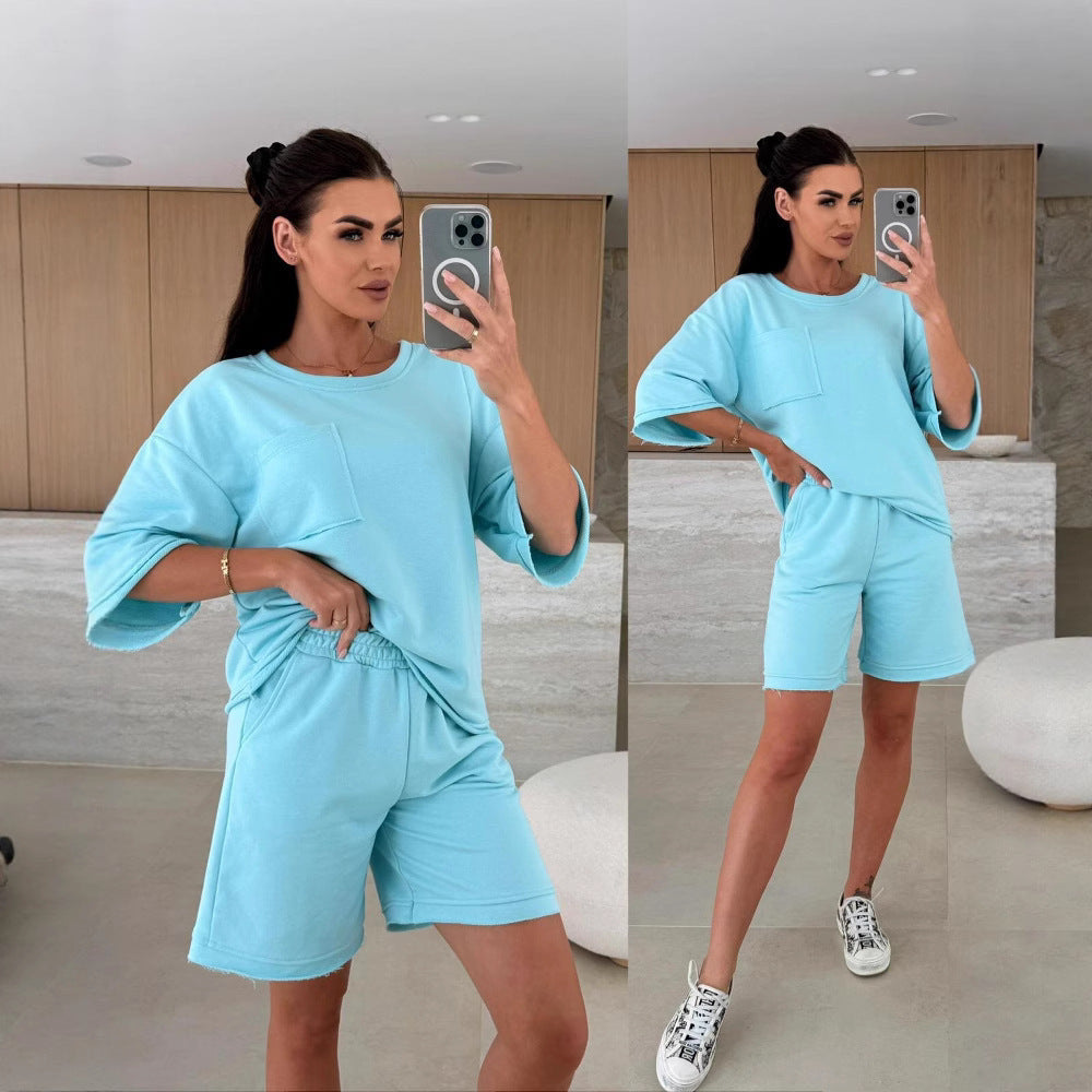 Damen Lounge-Set Übergroßes Oberteil Komfortable Shorts