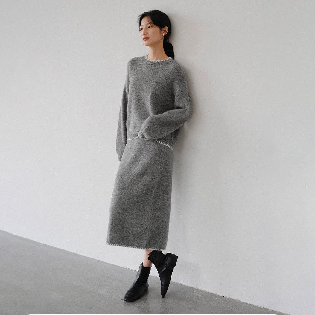 Damen Strickensemble Kuschelig Elegante Details Norvielle