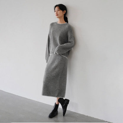 Damen Strickensemble Kuschelig Elegante Details Norvielle