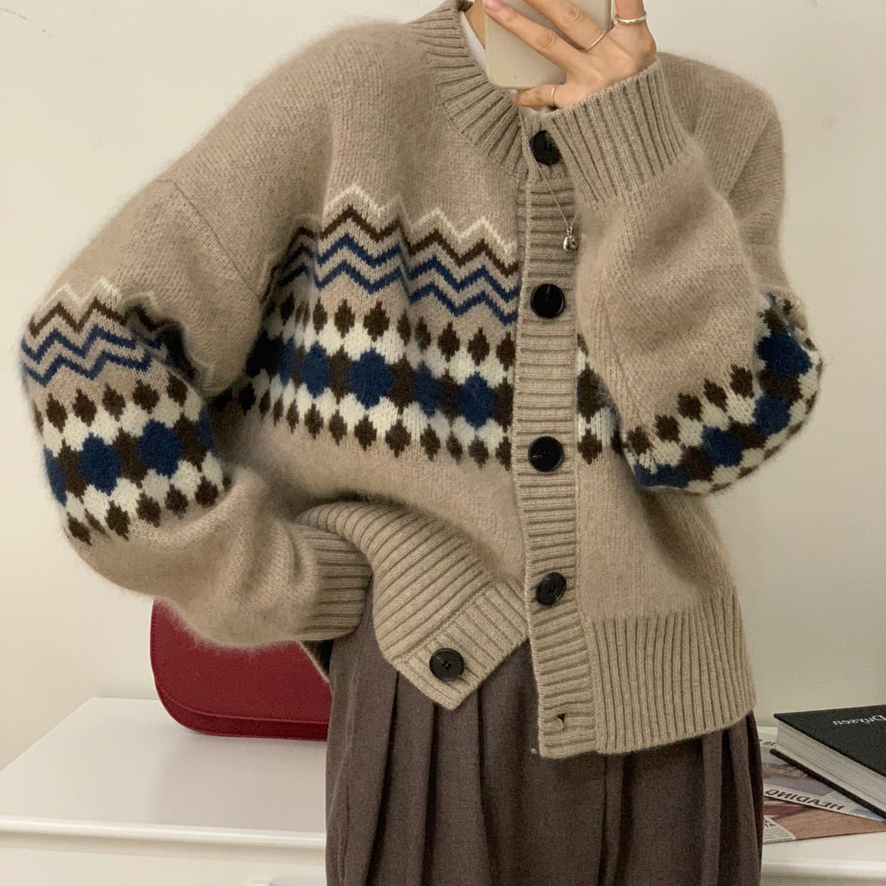 Damen Strickcardigan Kuschelig Ornamente Norvielle - Norvielle