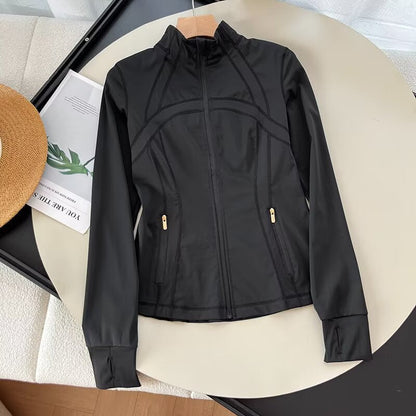 Damen Laufjacke Atmungsaktives Material Hochkragen