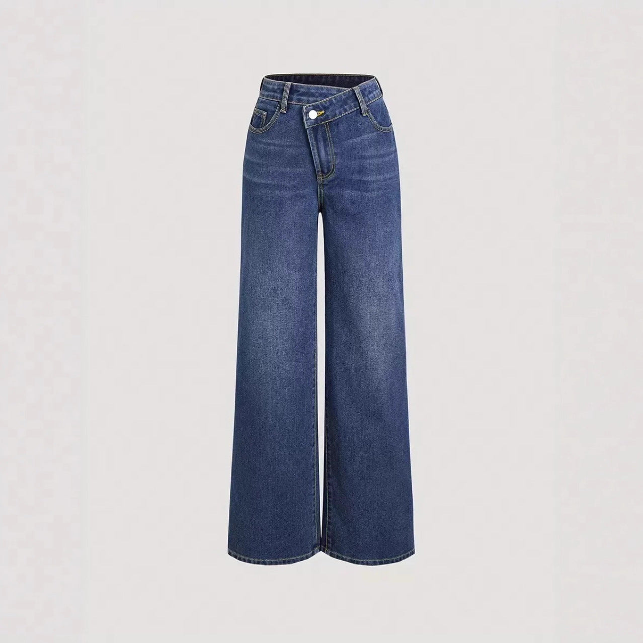 Damen Weite Denim-Hose Hochbund Klassisch