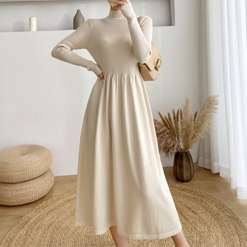Damen Freizeitkleid Hochkragen Weitschnitt Norvielle - Norvielle