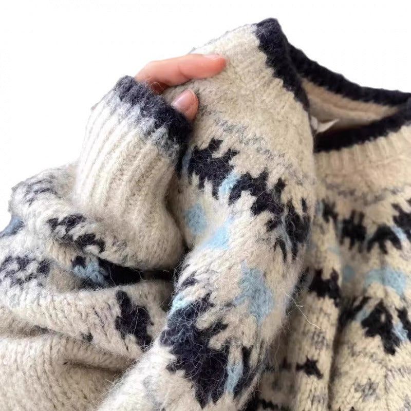 Damen Strickjacke Norwegermuster Hochwertig