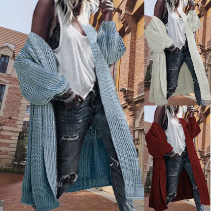 Damen Cardigan Grobstrick Voluminöse Ärmel Schwarz Norvielle - Norvielle