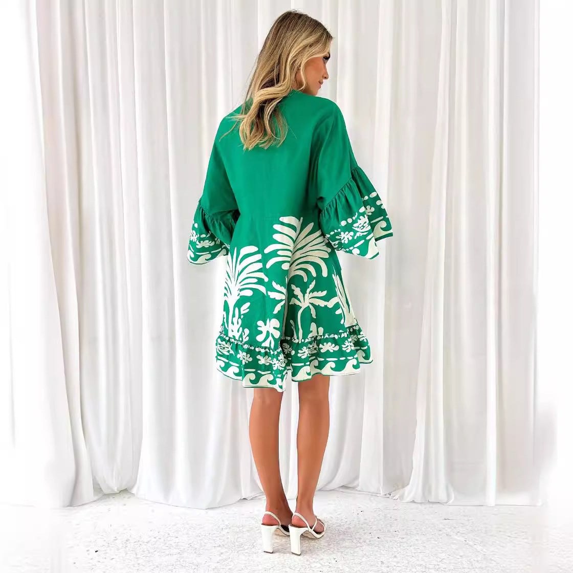 Damen Sommerkleid Voluminöse Ärmel Norvielle